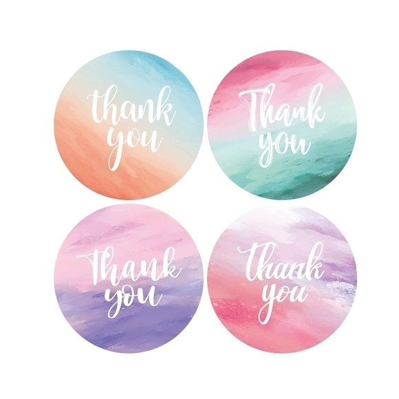 Multi colored Ombre' 1.5" Thank You Stickers - Picture 6 of 7